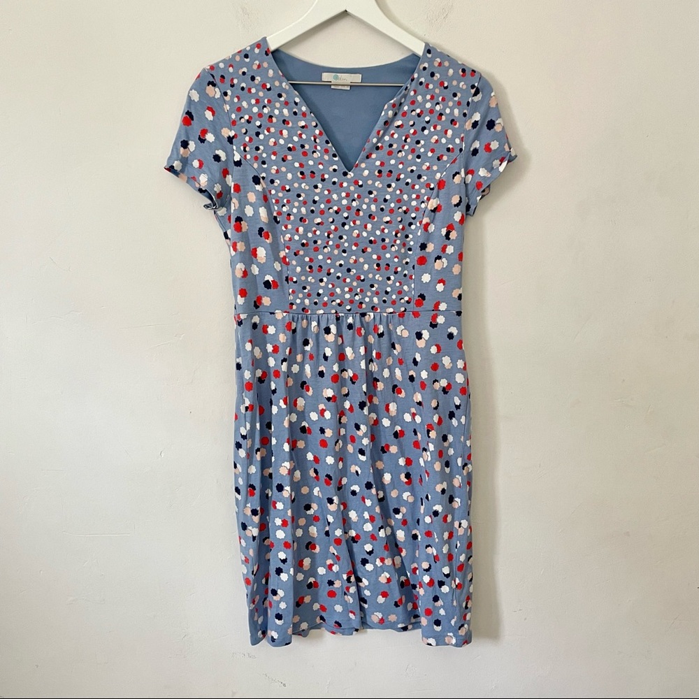 Boden Emory Jersey Knit Blue Print Casual Dress